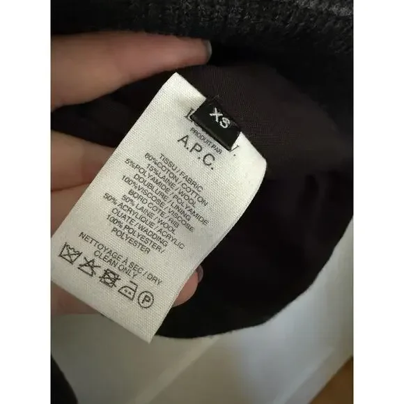 APC Louis W Men's Bomber Jacket Grey Houndstooth Japan Sz XS Small Oversized - Picture 4 of 7